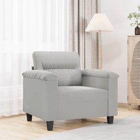Poltrona tecido de microfibra 60 cm cinzento-claro