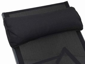 Espreguiçadeira Preto Aço, Textilene Único Braços Ajustáveis