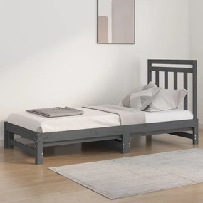 Sofá-cama de puxar 2x(90x200) cm pinho maciço cinza