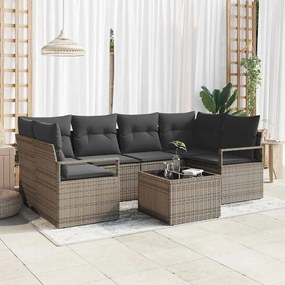 Conjunto de Sofá Jardim vidaXL com Almofadas Cinzento Poli Rattan