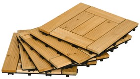 Outsunny Conjunto de 27 Peças de Deck de Madeira para Exterior 30x30cm