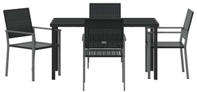 Conjunto de Jantar de Jardim 5 Peças Preto em Rattan Sintético