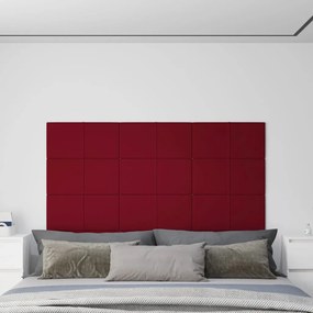 Painel de parede 12 pcs 60x30 cm veludo 2,16 m² vermelho tinto