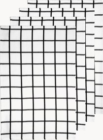 Toalhas de cozinha Grid Pack Black, conjunto de 4