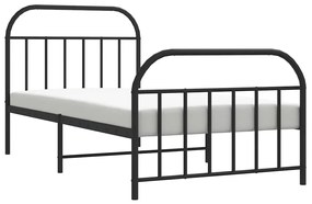 Estrutura de cama com cabeceira e pés 100x200 cm metal preto