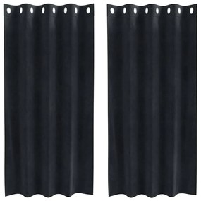Cortinas Blackout vidaXL com Ilhós 2 pcs Veludo Preto