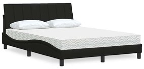 vidaXL Cama com colchão 140x200 cm tecido preto
