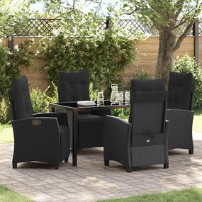 vidaXL Conjunto de Jantar de Jardim 5 Peças Preto em Ratan Sintético