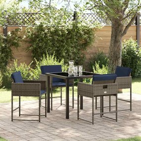 vidaXL Conjunto de Jantar para Jardim 5 pcs Cinzeto Rattan Sintético