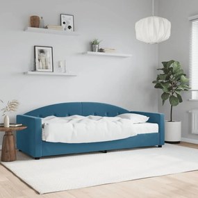 Sofá-cama com colchão 80x200 cm veludo azul