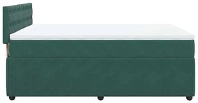 Cama com molas/colchão 160x200 cm veludo verde-escuro