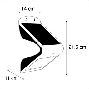 Candeeiro de parede exterior branco 21,5 cm com dimmer e sensor solar - Daya Moderno