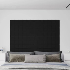 vidaXL Painel de parede 12 pcs 90x30 cm tecido 3,24 m² preto