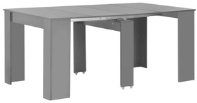 Mesa de jantar extensível 175x90x75 cm cinzento brilhante