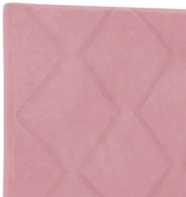 Cabeceira Rosa com Blocos de Diamante da 90cm de Veludo