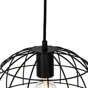 Candeeiro suspenso industrial preto 3 luzes - Hanze Industrial