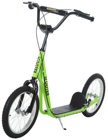 Trotinete com Guiador Ajustável 2 Pneus de Borracha Insufláveis com Travagem Dupla e Rodas 16" 139x58x90-96 cm Verde