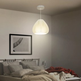 Candeeiro Suspenso Moderno Candeeiro de Teto com Ecrã de Impressão 3D Iluminação para Sala de Jantar Ø20,5x17,5 cm Branco