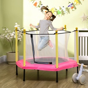 Trampolim para Crianças 95x85 cm com Rede de Segurança trampolim Infantil para Crianças de 3-6 Anos 122x122x97 cm Rosa