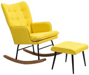 HOMCOM Poltrona Baloiço com Apoio para os Pés Poltrona Relax com Almofada Acolchoada e Anti-Tombo 64x89x90 cm Amarelo