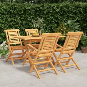 vidaXL 5 pcs conjunto de jantar p/ jardim madeira de teca maciça