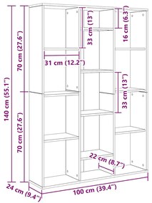 Divisória/estante derivados de madeira cinzento cimento