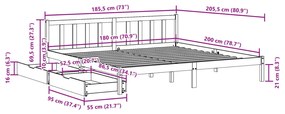 Cama sem colchão 180x200 cm madeira de pinho maciça branco