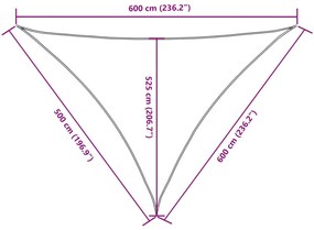 Para-sol estilo vela tecido oxford triangular 5x6x6 m preto