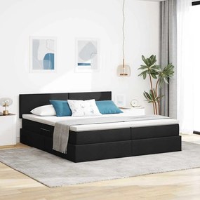 vidaXL Cama com Armazenamento Preto 180 x 200 cm Couro Sintético