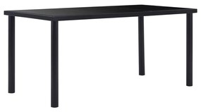 vidaXL Mesa de jantar 160x80x75 cm vidro temperado preto