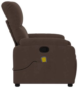 Poltrona de massagens reclinável tecido de microfibra castanho