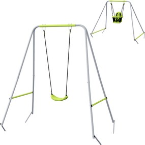 Baloiço de arco 2 em 1 para bebés com cinto de segurança de 5 pontos, para uso interior e exterior, verde