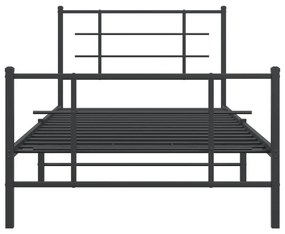 Estrutura de cama com cabeceira e pés 107x203 cm metal preto