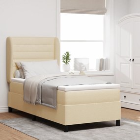 Cama Box com Colchão vidaXL Creme 90x200 cm Tecido