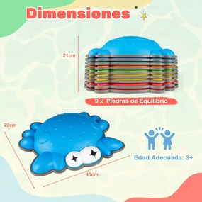 Conjunto de 9 pedras antiderrapantes para pisar Brinquedos sensoriais de equilíbrio para coordenação motora para interior e exterior 3+ anos Multicolo