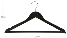 Conjunto de 50 cabides em madeira de bordo 44,5 x 23 cm preto