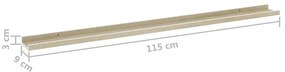 Prateleiras de parede 4 pcs 115x9x3 cm branco e carvalho sonoma