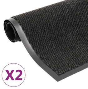 Tapete controlo pó retangular tufado 2pcs 40x60cm preto