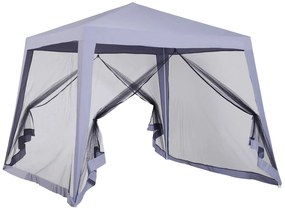 Outsunny Tenda de Jardim 3x3m com 4 Partes Laterais Mosquiteiro com Zíper Proteção UV para Patio Cinza