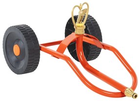 vidaXL Aspersor com rodas e cabeça rotativa aço vermelho
