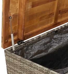 Caixa arrumação jardim 110x55x63 cm vime PE/acácia maciça cinza
