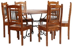Conjunto mesa de jantar 7 pcs madeira de acácia maciça