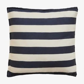 Almofada Quadrada 45x45 Cm Em Linho Trakos Branco - Azul-marinho - Sklum