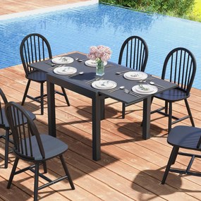 Mesa de jantar extensível jardim para 4-6 pessoas Mesa retangular ajustável em alumínio para pátio, terraço, jardim 160 x 80 x 75 cm Cinzento