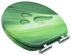 Assento sanita c/ tampa fecho suave MDF design gotas água verde