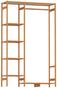 HOMCOM Suporte para Cabides de Bambu com Prateleira de Armazenamento de 6 Níveis e Vara Supensa 90x30x145 cm Madeira | Aosom Portugal