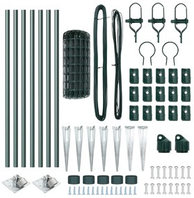 Cerca Euro com 7 Postes Espinhosos 0.8x10 m Aço Galvanizado Verde