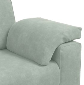 Sofá de 3 lugares 178 cm veludo cinzento-claro