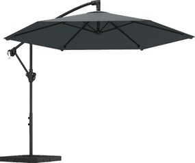 Outsunny Guarda-sol suspenso aprox. Ø300 cm guarda-sol com mecanismo de bloqueio manivela base pesos cinza escuro | Aosom Portugal