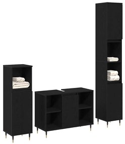 Conjunto de Móveis para Casa de Banho vidaXL 3 peças Carvalho Preto Ma